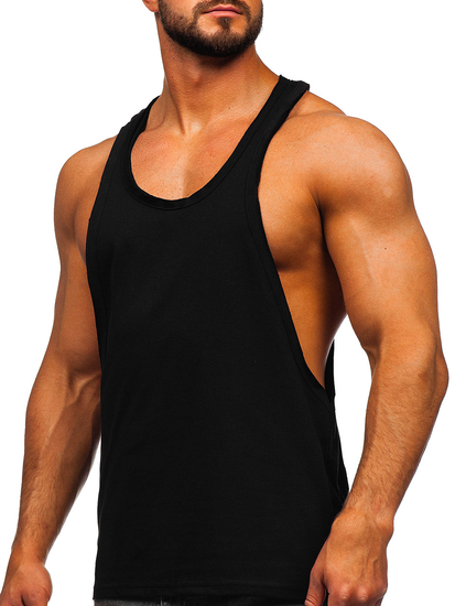 Camiseta sin mangas lisa tipo bóxer para hombre, color negro, Bolf 1245