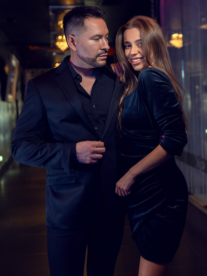 Vestido de velour con arrugas para mujer negro Bolf Bellisima