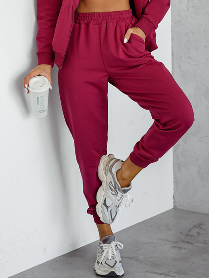 Conjunto de chándal de dos piezas con capucha para mujer color burdeos Bolf 821110