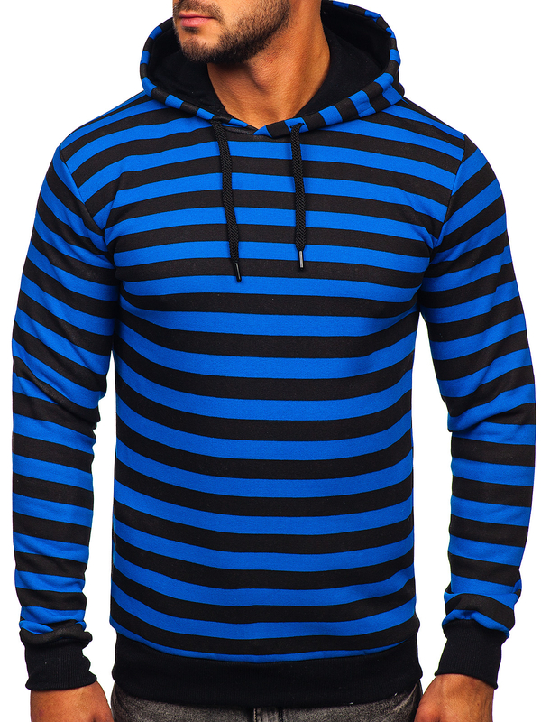 Sudadera estampada con capucha para hombre color azul Bolf 141029