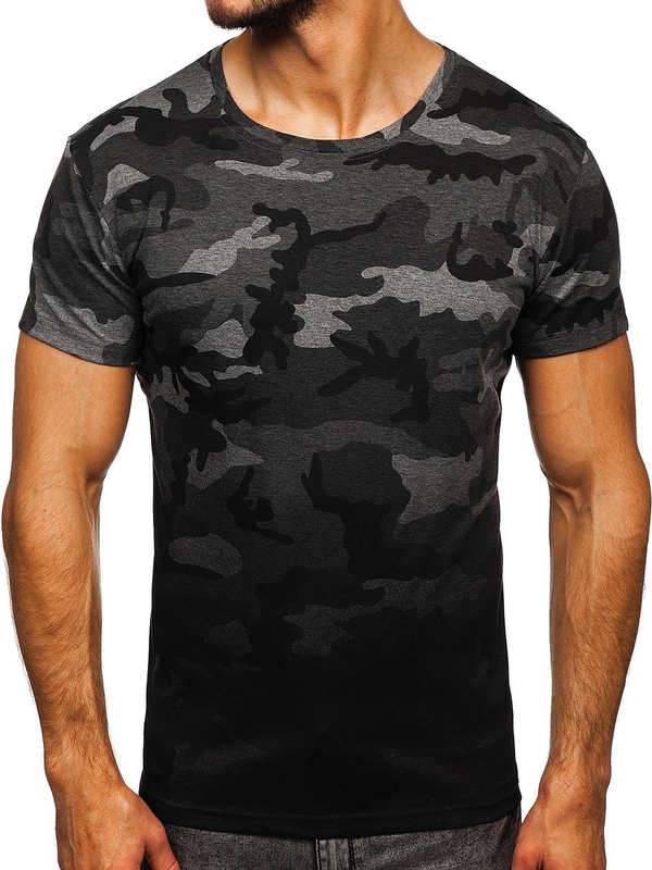 Camiseta para hombre grafito con estampado de camuflaje Bolf S808