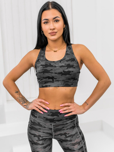 Conjunto deportivo camuflaje de dos piezas para mujer negro Bolf XL016