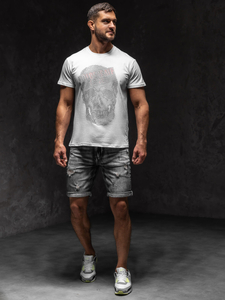 Camiseta de manga corta con estampado para hombre blanco Bolf KS2108