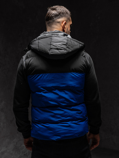 Chaleco acolchado para hombre con capucha azul Bolf 1189A1