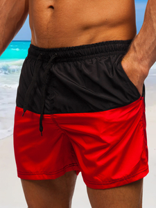 Pantalón corto de baño para hombre negro y rojo Bolf HM058