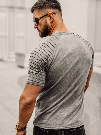 Camiseta de manga corta sin impresión para hombre grafito Bolf 8T88A
