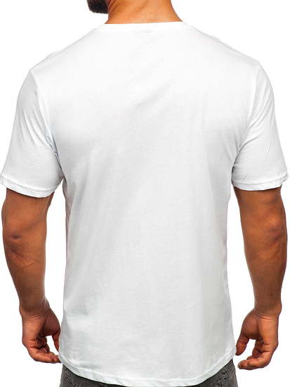 Camiseta algodón de manga corta con impresión para hombre blanco Bolf 14749