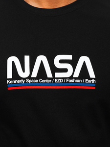 Camiseta negra de algodón con estampado para hombre Bolf 14749