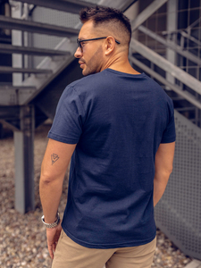 Camiseta lisa azul marino con cuello en V para hombre Bolf 192131A