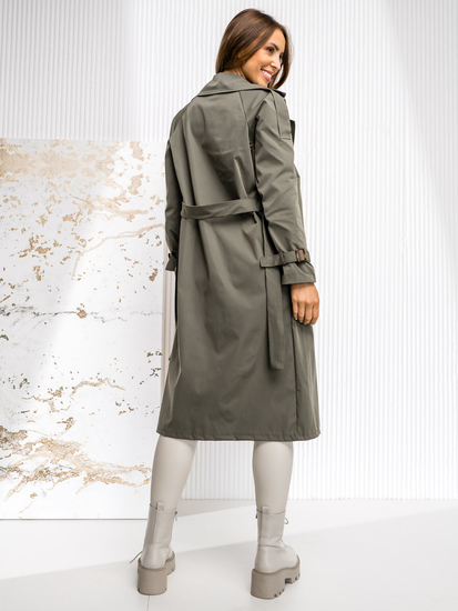 Gabardina trench abrigo largo para mujer caqui Bolf 4494