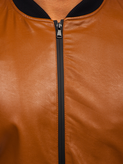 Chaqueta bomber de cuero para hombre marrón Bolf 6803A