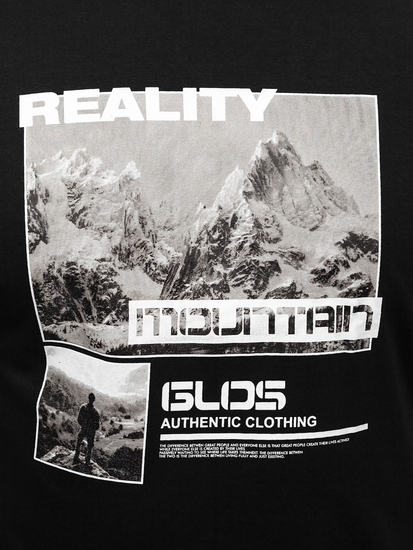 Camiseta estampada de algodón para hombre Negro Bolf MPO3461