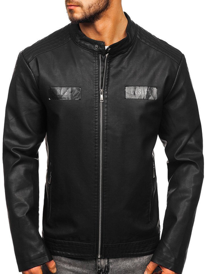 Chaqueta de cuero para hombre negro Bolf 1122