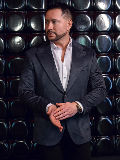 Americana de hombre de terciopelo azul marino Bolf 24410