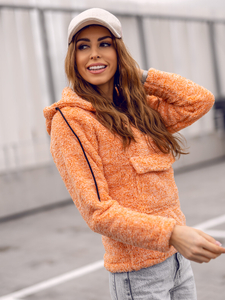 Sudadera polar con capucha para mujer color naranja neón Bolf HH008