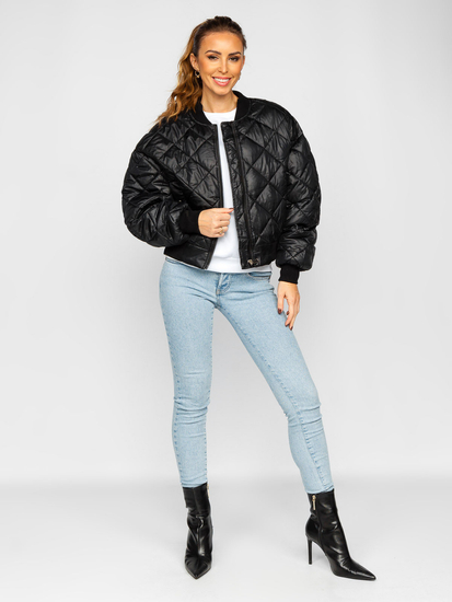 Chaqueta bomber acolchada negra para mujer Chaqueta Bolf J9089A2