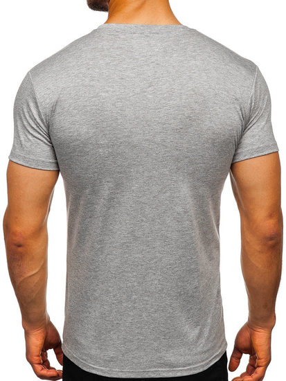 Camiseta de manga corta lisa para hombre gris Bolf 2005
