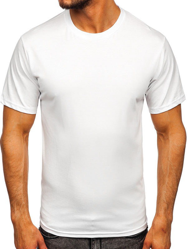 Camiseta de hombre de algodón blanca sin estampado Bolf 192397