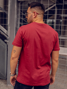 Camiseta lisa de cuello en V para hombre color burdeos Bolf 192131A