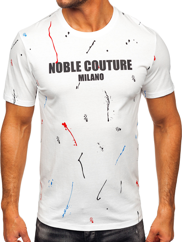 Camiseta estampada de algodón para hombre Blanco Bolf MPO3443