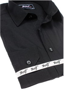 Hombre Camisa elegante de manga larga Negro Bolf 6944