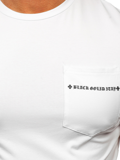 Camiseta con bolsillo de manga corta con impresión para hombre blanco Bolf MT3044