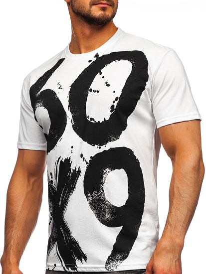 Camiseta blanca de hombre con estampado Bolf 0303