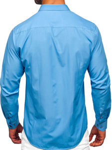 Camisa elegante azul claro de manga larga para hombre Bolf 1703