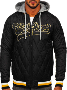 Chaqueta acolchada de entretiempo bomber para hombre negro Bolf HSS058