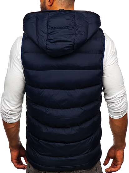 Chaleco acolchado grueso con capucha para hombre azul oscuro Bolf 7M805