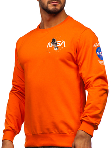 Sudadera sin capucha con impresión para hombre naranja Bolf 6476