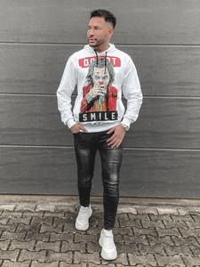 Sudadera con capucha e impresión para hombre blanco Bolf 6384