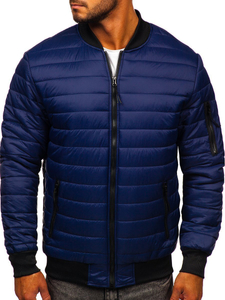 Chaqueta acolchada de entretiempo bomber para hombre azul oscuro Bolf MY-02A