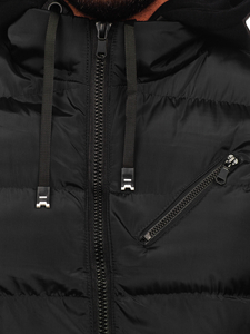 Chaleco acolchado grueso con capucha para hombre negro Bolf 7126
