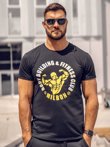 Camiseta de manga corta con impresión para hombre negro Bolf Y70015A