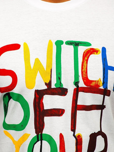 Camiseta blanca estampada para hombre Bolf 1181