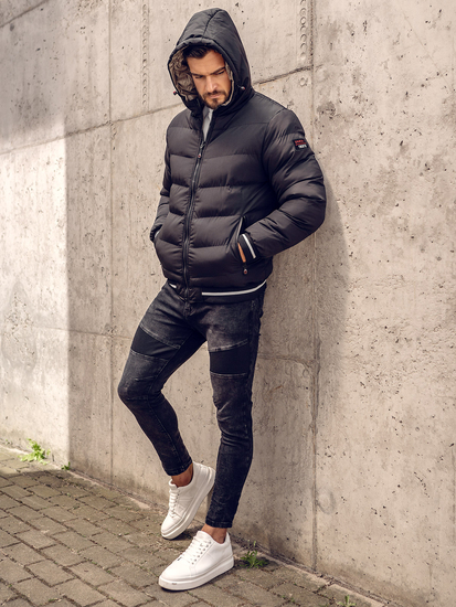 Chaqueta reversible y acolchada de invierno para hombre negro y oro Bolf 7417A