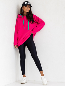Sudadera con capucha y cuello canguro para mujer color fucsia Bolf 82131