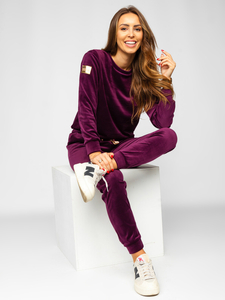 Chándal velour de dos piezas para mujer burdeos Bolf 8129