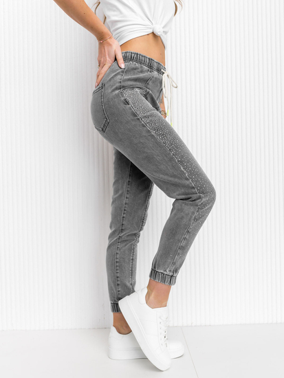 Pantalón vaquero con lentejuelas mom fit para mujer grafito Bolf BF108