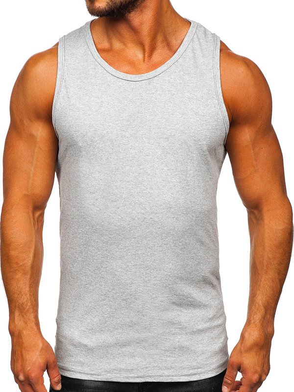 Camiseta de tirantes sin impresión para hombre gris Bolf 1205-1