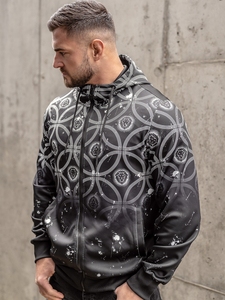 Sudadera abierta con capucha para hombre negro Bolf 27B8122A