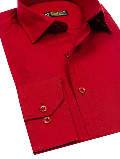 Camisa elegante burdeos de manga larga para hombre Bolf 1703