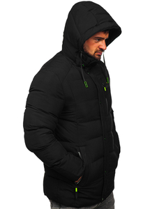 Chaqueta larga acolchada de invierno para hombre negro Bolf 22M57