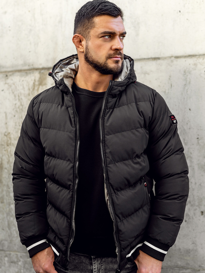 Chaqueta reversible acolchada de invierno para hombre negro y oro Bolf 7417
