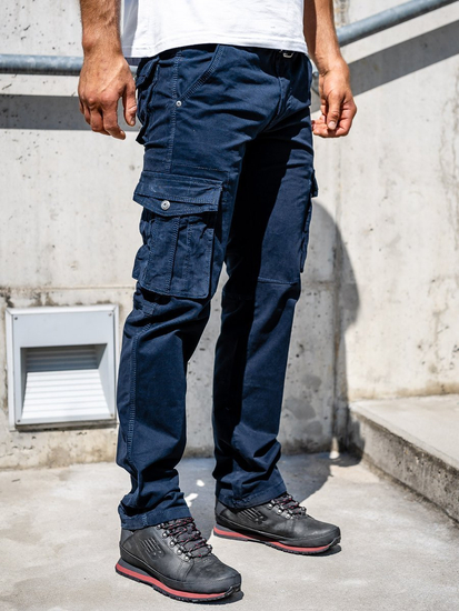 Pantalón cargo con cinturón para hombre azul oscuro Bolf 1672