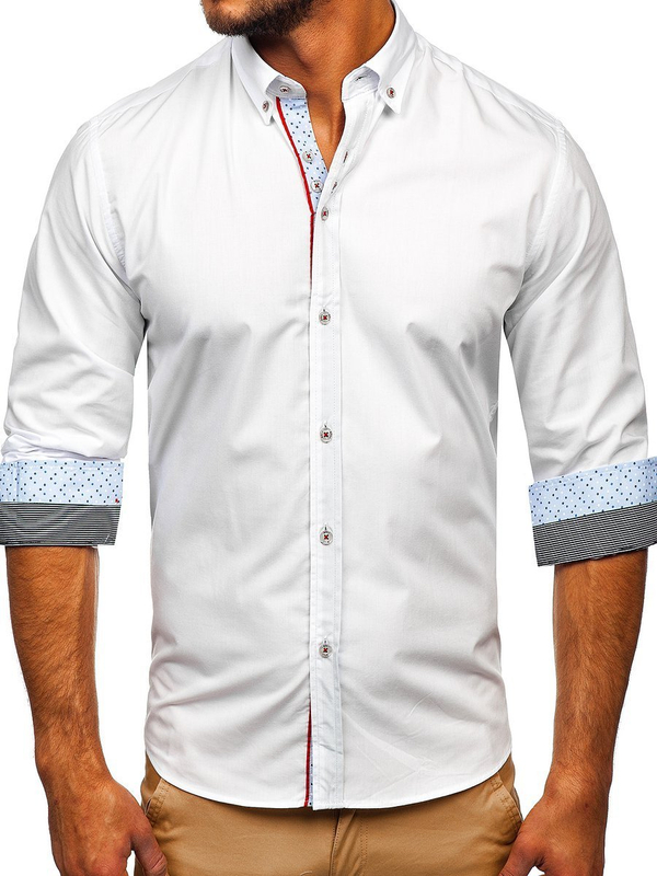 Camisa elegante de manga larga para hombre blanca Bolf 8839
