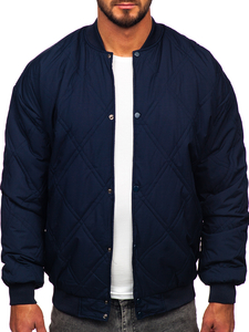 Chaqueta acolchada de béisbol bomber de entretiempo para hombre azul oscuro Bolf 84M3020