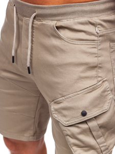 Pantalón corto de tela cargo para hombre beige claro Bolf 384K