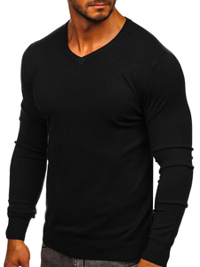 Hombre Jersey con cuello en V Negro Bolf YY03